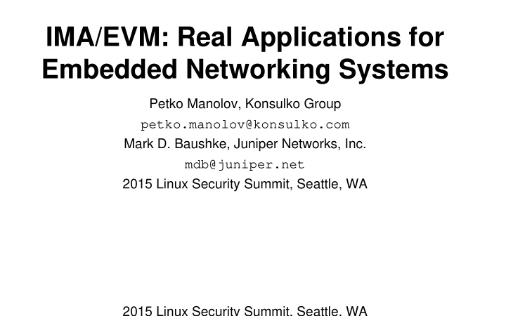 ima evm real applications for embedded networking systems