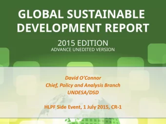David OConnor  Chief, Policy and Analysis Branch  UNDESA/DSD  HLPF Side Event, 1 July 2015, CR-1