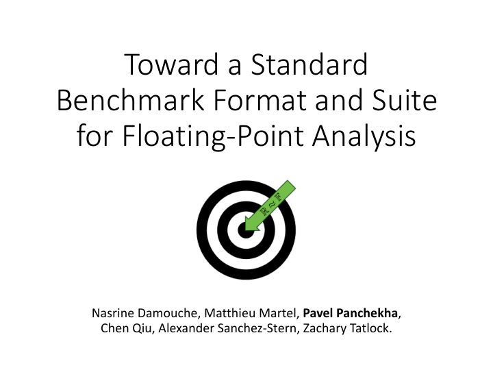 toward a standard benchmark format and suite for floating