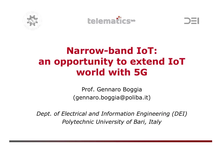 narrow band iot an opportunity to extend iot world with 5g