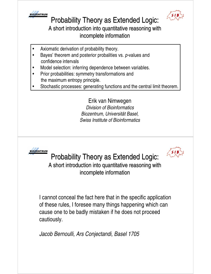 probability theory as extended logic probability theory