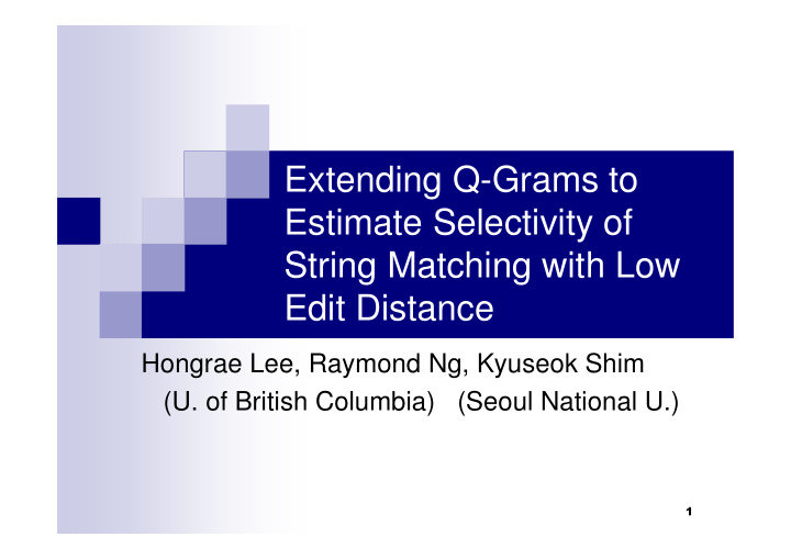 extending q grams to estimate selectivity of string