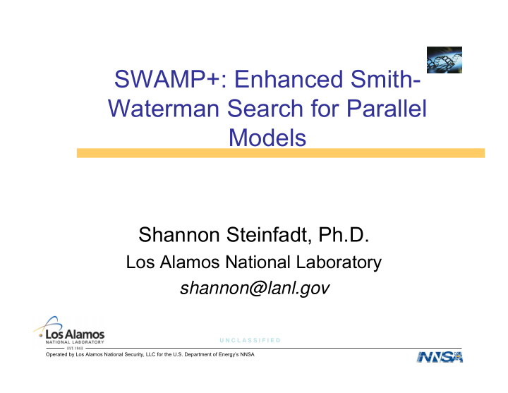 swamp enhanced smith waterman search for parallel models