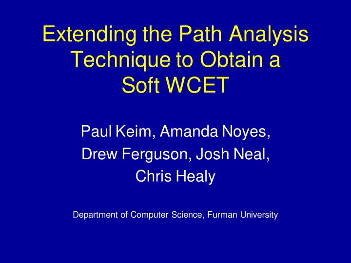 extending the path analysis technique to obtain a soft