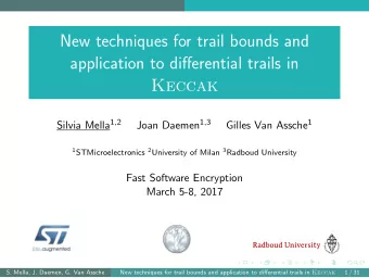 New techniques for trail bounds and  application to differential trails in  Keccak Silvia Mella 1 ,