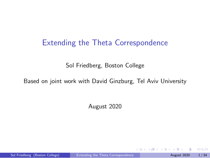 extending the theta correspondence