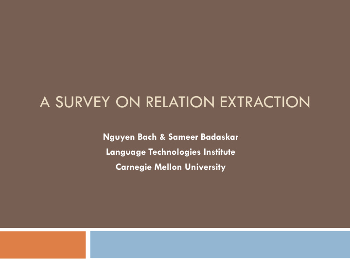 a survey on relation extraction