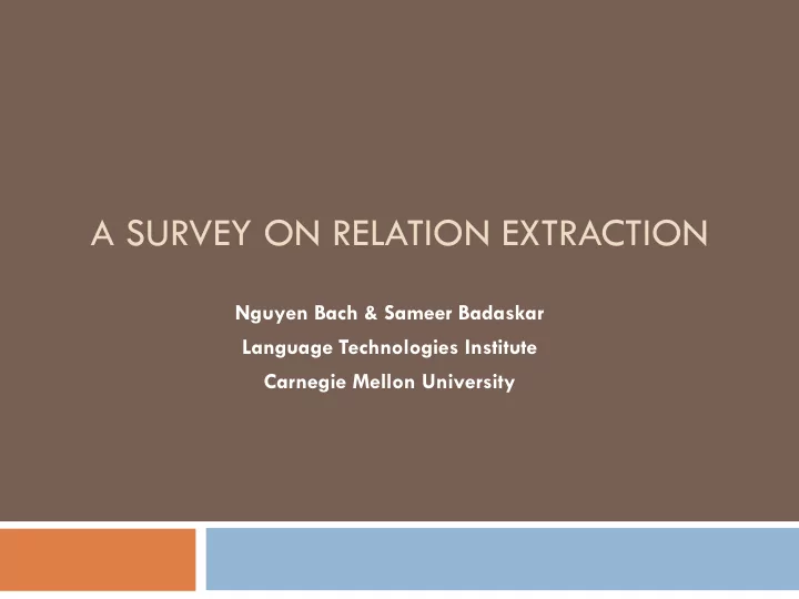 a survey on relation extraction