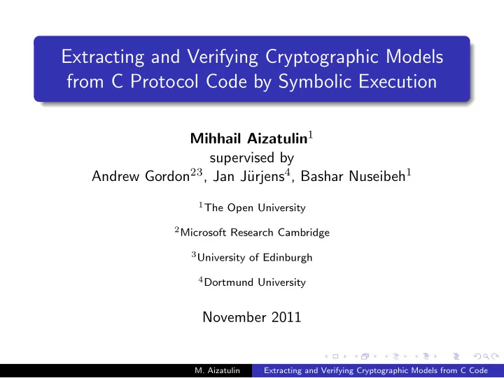extracting and verifying cryptographic models from c