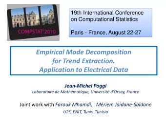 Application to Electrical Data  Jean-Michel Poggi  Laboratoire de Mathmatique, Universit