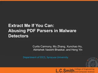 Malicious PDF Detection is important!  129 Adobe Reader CVE's in 2015  Up from 44 in 2014