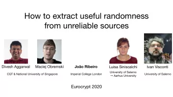 How to extract useful randomness  from unreliable sources  Divesh Aggarwal  Maciej Obremski  Joo