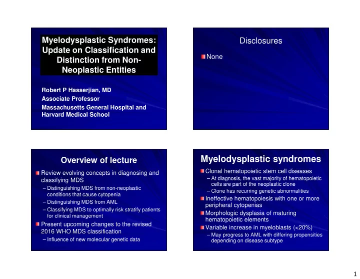 myelodysplastic syndromes