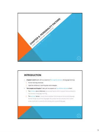 INTRODUCTION    Chapter  er 4 and 5 dealt with two aspects of the cognitive domain of language
