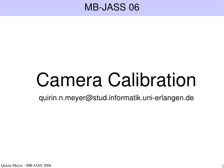 camera calibration