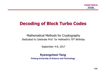Decoding of Block Turbo Codes  Mathematical Methods for Cryptography Dedicated to Celebrate Prof.