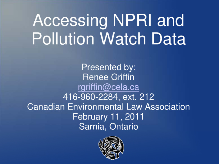 accessing npri and pollution watch data