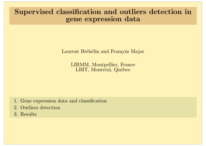 supervised classification and outliers detection in gene