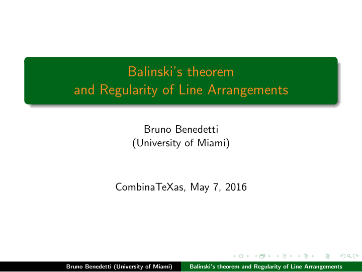 balinski s theorem and regularity of line arrangements