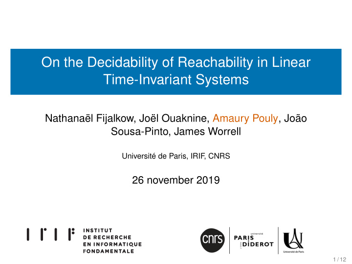 on the decidability of reachability in linear time