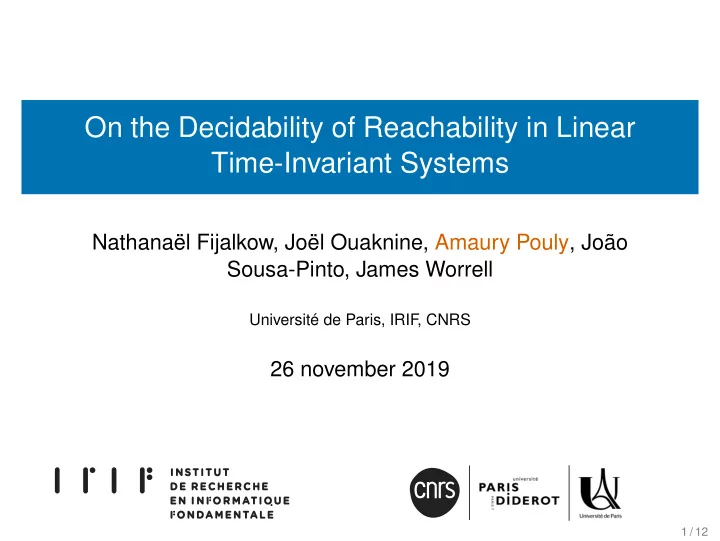 on the decidability of reachability in linear time