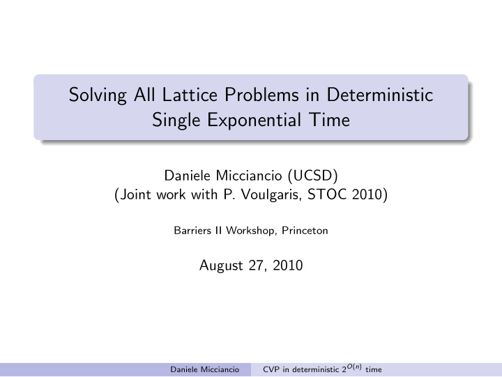 solving all lattice problems in deterministic single