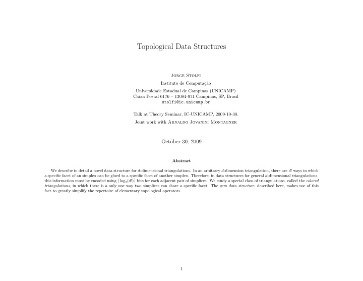 topological data structures