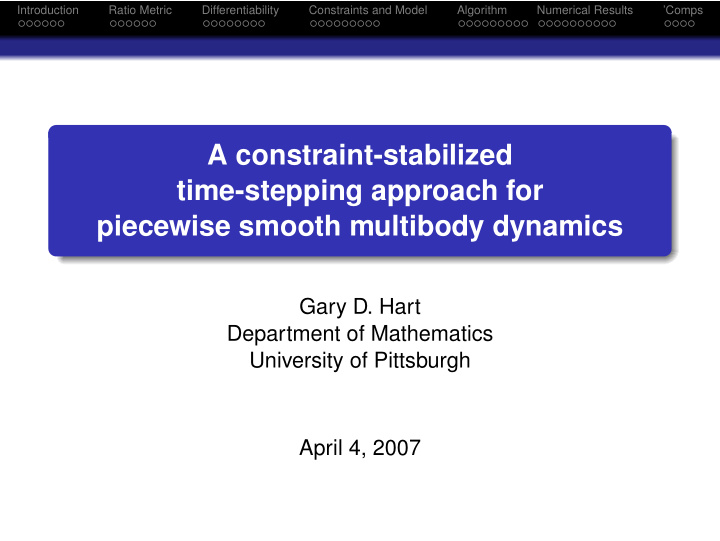 a constraint stabilized time stepping approach for