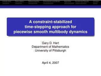 A constraint-stabilized  time-stepping approach for  piecewise smooth multibody dynamics  Gary D.