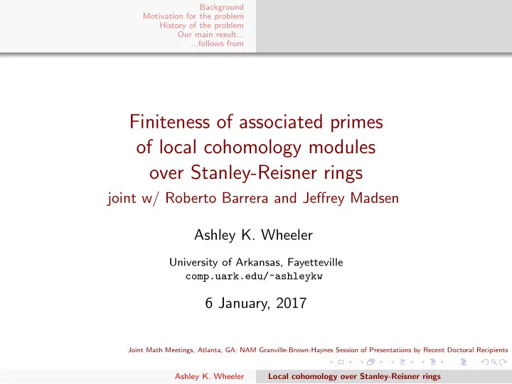 finiteness of associated primes of local cohomology