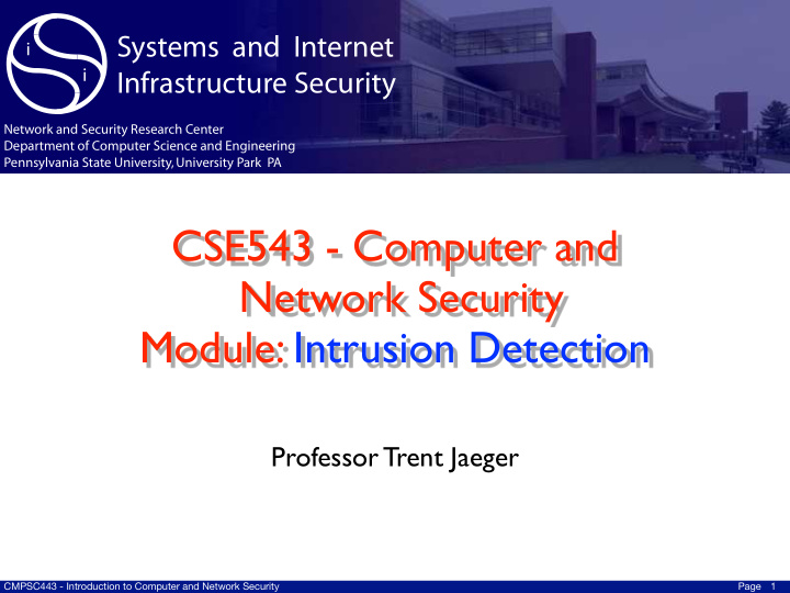 cse543 computer and network security module intrusion