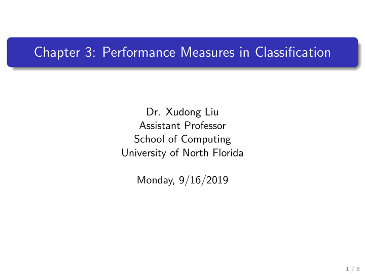 chapter 3 performance measures in classification