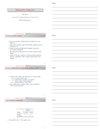 Modeling filter configuration  Tyler Moore  Computer Science &amp; Engineering Department, SMU,