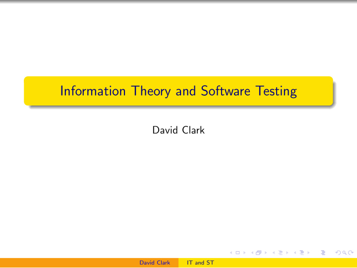 information theory and software testing