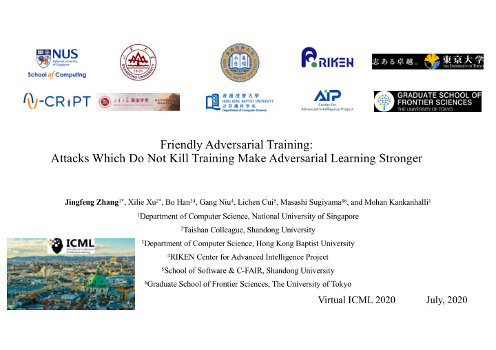 friendly adversarial training attacks which do not kill