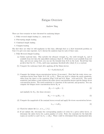 Fatigue Overview  Andrew Ning  There are four scenarios we have discussed for analyzing fatigue: