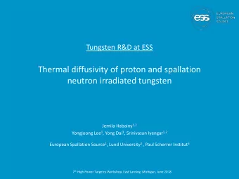Thermal diffusivity of proton and spallation  neutron irradiated tungsten Jemila Habainy 1,2