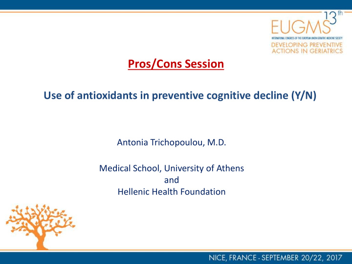use of antioxidants in preventive cognitive decline y n