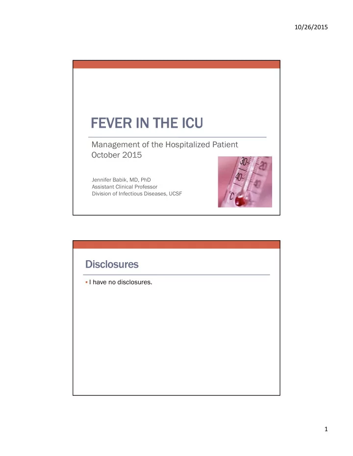 fever in the icu