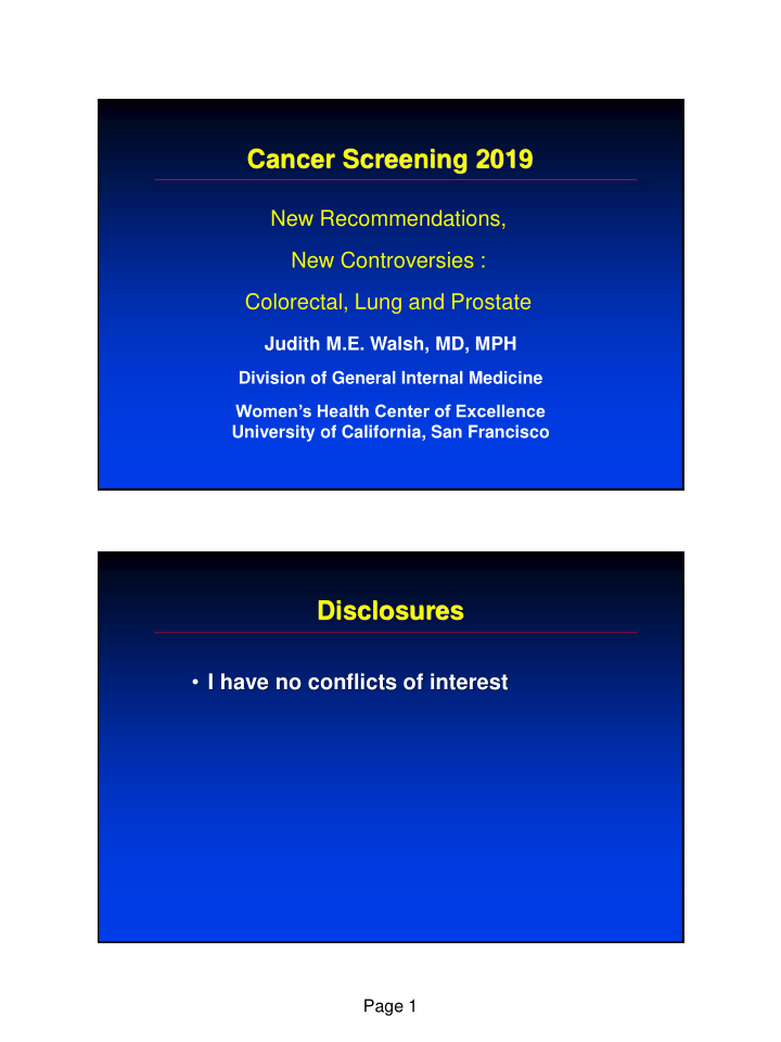 cancer screening 2019