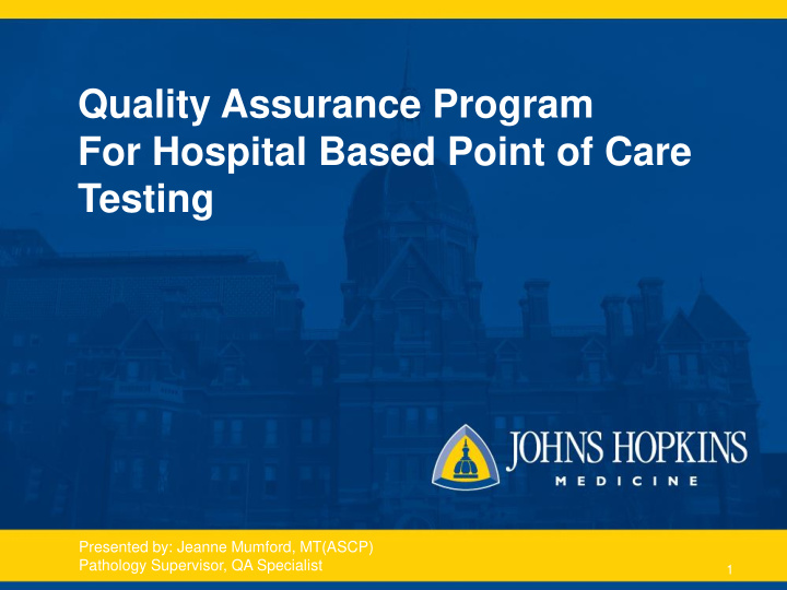 quality assurance program