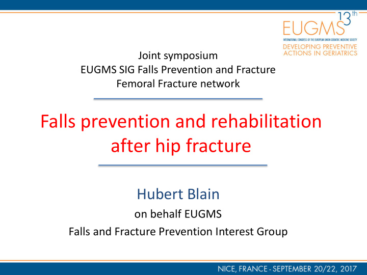 falls prevention and rehabilitation after hip fracture