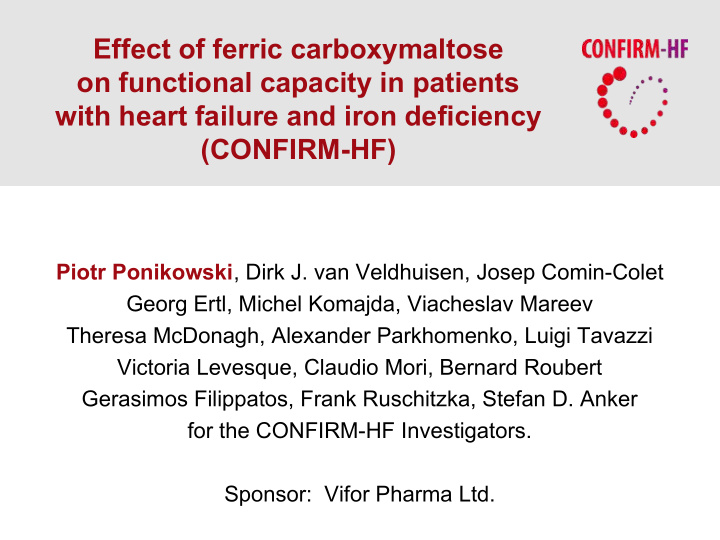 effect of ferric carboxymaltose on functional capacity in