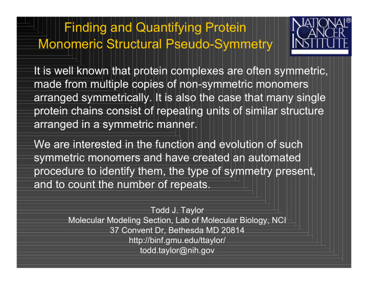 finding and quantifying protein monomeric structural