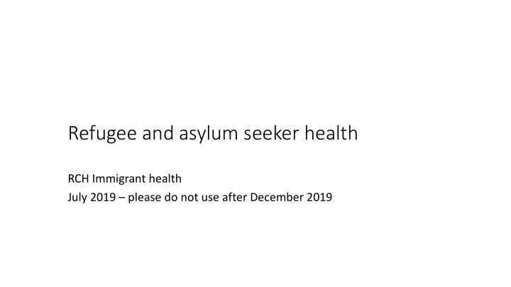 refugee and asylum seeker health