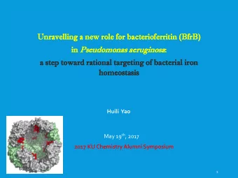 Unr  Unravelling a  a new  new r  role f  for bacteri  riof  oferri  rritin (Bfr  frB)  )  in in