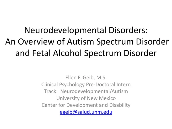 neurodevelopmental disorders an overview of autism