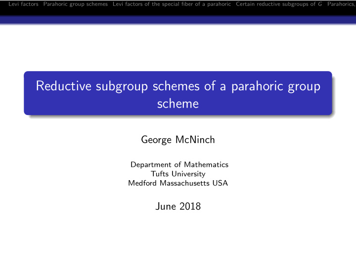 reductive subgroup schemes of a parahoric group scheme