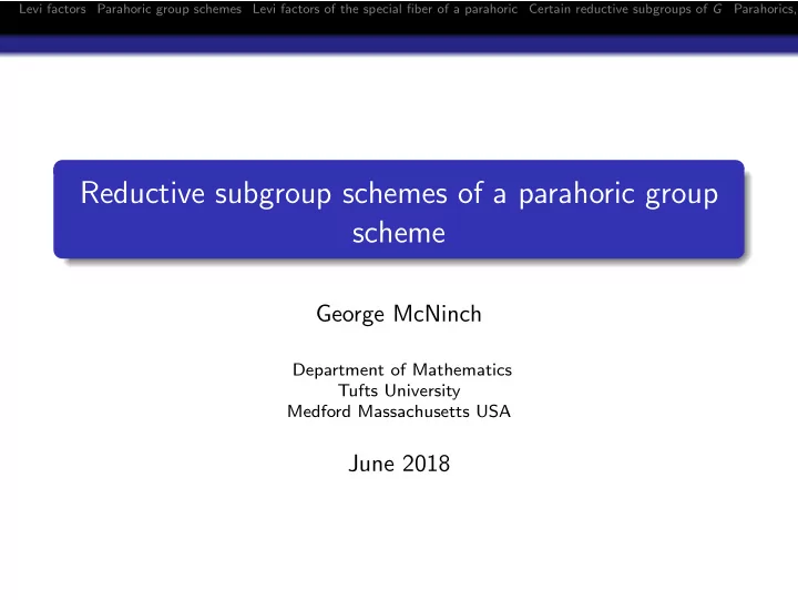 reductive subgroup schemes of a parahoric group scheme