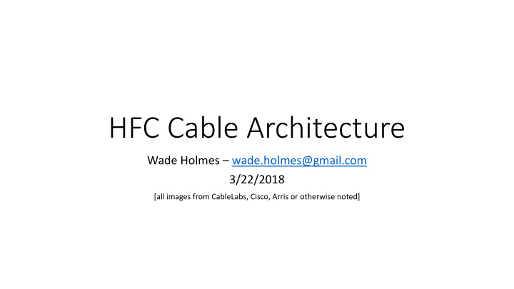 hfc cable architecture